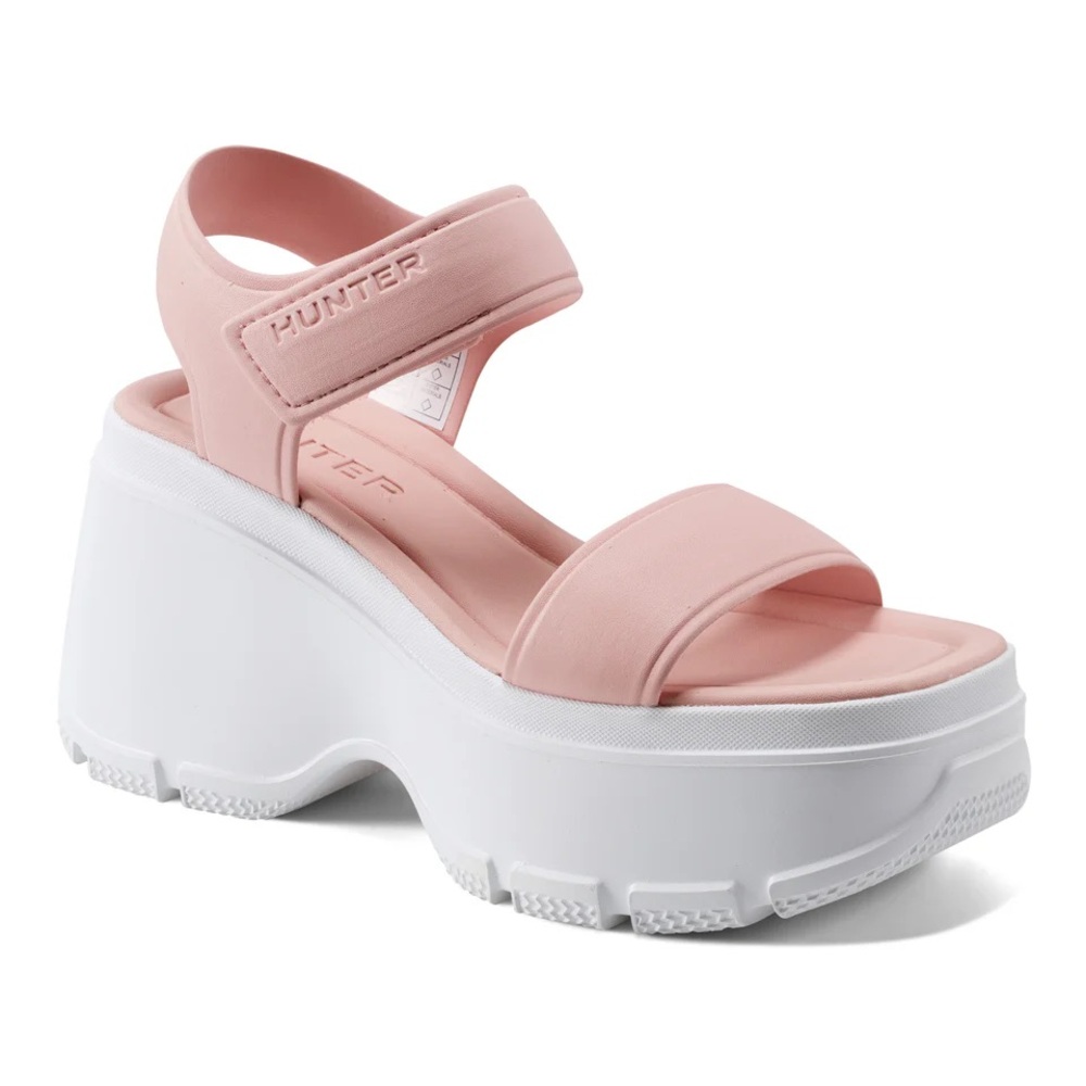 Hunter Pink and White Platform Sandals